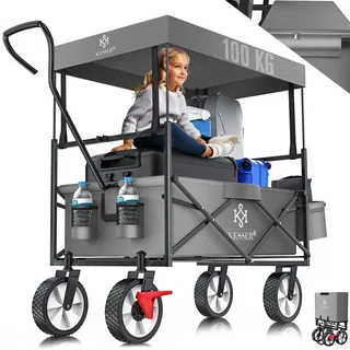 Kesser Bollerwagen faltbar mit Dach grau