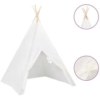 vidaXL Kinder Tipi-Zelt mit Tasche Pfirsichhaut Weiß 120x120x150 cm