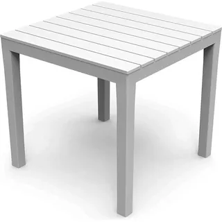 Mojawo, Gartentisch + Balkontisch, Gartentisch Eckig Weiß 78x78x72cm Holz-Optik Kunststoff (78 cm)
