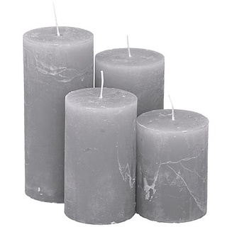 Rustikale Kerzen, grau, abgestuft, 4 Stück