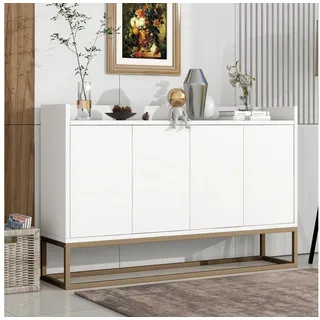 Furnishings Home Buffet Schrank Anrichte Sideboard Breite 120 cm (120x30x80 cm) Geeignet für Esszimmer, Wohnzimmer, Küche weiß