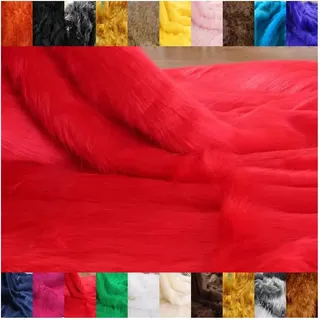 Fabrics-City Rot Teddy langhaar Fellstoff Fellimitat für Dekoration, Kostüme, Heimtextilien, Tierbedarf, Anfänger, Profis, Kuschelig, Weich, Langlebig, Vielseitig Stoff, 2705