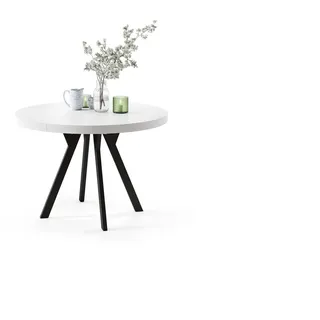 designimpex Esstisch Expanso rund ausziehbar 110 bis 310 cm Tisch Ausziehtisch, Esstisch, Esszimmertisch, Tisch, Couchtisch, Wohnzimmertisch, table schwarz|weiß