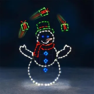 Animierte Weihnachtslichterkette Mit Ornamenten Und Schneebedecktem Zierrahmen Für Den Innen- Und Außenbereich