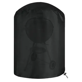 Grillabdeckung Wetterfest Rund,Gasgrill Abdeckung Wetterfest, BBQ Abdeckung Cover,BBQ Abdeckhaube Gasgrill, Winddicht, UV- Und Wasserdicht, Mit Kordelzug-Schwarz