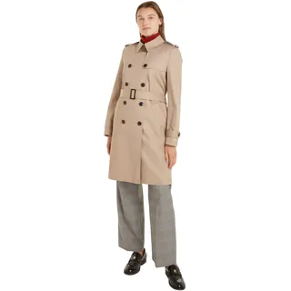 Tommy Hilfiger Damen Trenchcoat Cotton Slim Fit Kurz, Beige (Beige), 42 - 42