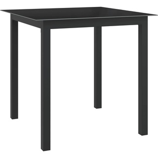 Gartenmöbel Tisch |Balkontisch |Gartentisch Schwarz 80x80x74 cm Aluminium und Glas
