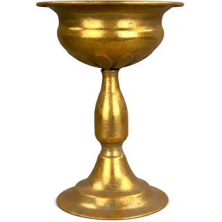 Pokal Amphore Dekovase Gold 18 cm – Antik Vintage Metall Vase im Retro Design (LN52-1) Kleine Zier-Vase als Deko für Tisch Regal & Fensterbank