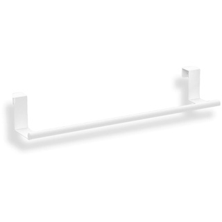 Starbath Plus - Handtuchhalter ohne Bohren - Handtuchstange für Tür - Edelstahl - ideal zum Aufhängen in Badezimmer- oder Küchenmöbeln - matt weiß - 38 x 9 x 6 cm