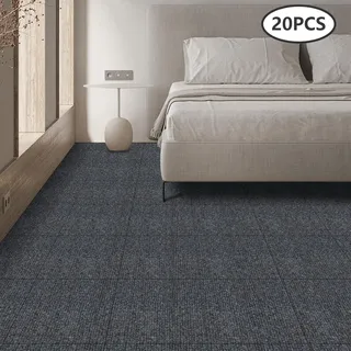 20 Stück Teppichfliesen Selbstklebend, 50x50cm Bodenbelag Selbstklebend Gewerbe Teppichboden Für Hause Büro (dunkelgrau)