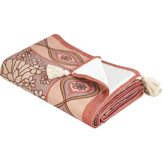 Beliani Picknickdecke LASHARI rosa/beige/rot 200 x 200 cm