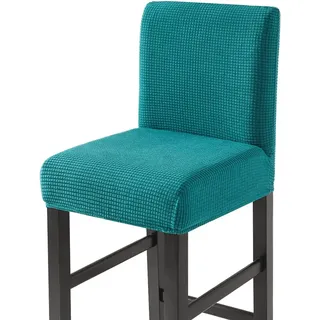 Dehnbare Barhocker-stuhlhussen, Stuhlhussen Mit Niedriger Rückenlehne, 4er-set, Seeblau