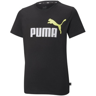 PUMA Jungen T-Shirt - ESS+ 2 Col Logo Tee, Rundhals, Kurzarm, uni Schwarz 110