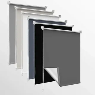 OUBO Verdunklungsrollo ohne Bohren & mit Bohren, (Dunkelgrau, B100cm x H170cm), Klemmfix Rollos für Fenster & Tür, Verdunkelungsrollo Fensterrollos Klemmrollos Sonnenschutz