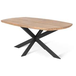 Dining-Tisch mit modernem X-Fuß - schwarz - Akazie - Schwarz