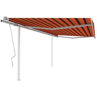 furnicato Markise Manuell Einziehbar mit Pfosten 4x3 m Orange & Braun (1-St) bunt