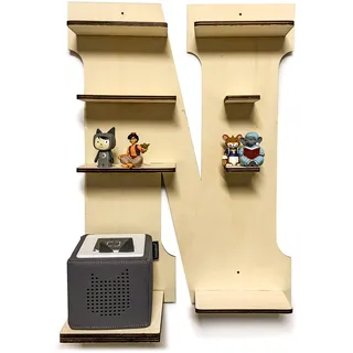 DIY Regal Buchstabe A-Z für die Musikbox passend für Toniebox Kinder Baby Zimmer zum selbst bemalen mit Wunschname tolles individuelles Geschenk zum Geburtstag zu Ostern Weihnachten (Buchstabe: N)