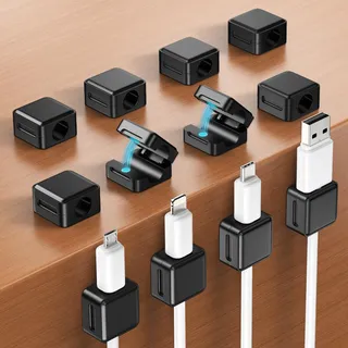 aceyoon 12 Stück Magnetische Kabelhalter Kabelclips Schwarz,Einhand-Bedienung,Selbstklebend Kabelmanagement Schreibtisch Magnetische Kabel Organizer für Schreibtisch,Netzkabel,USB Ladekabel,Ladegeräte