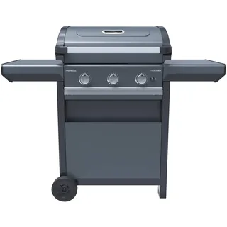 Campingaz Gasgrill 3 Series Select, BBQ Gas-Grillwagen mit 3-Brennern aus Edelstahl, Deckel mit Thermometer, InstaClean Aqua, Culinary Modular System, 10.2 kW Leistung, Außenküche, Grau
