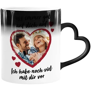 SpecialMe® Tasse Mit Herz-Henkel - Farbwechsel Foto Anpassbar, Magic-Rahmen, Spruch Liebe Geschenk für Valentinstag, Freundin, Mann, Partner