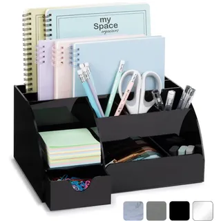 My Space Organizers Schreibtisch-Organizer mit 9 Fächern, Schreibtisch-Organizer für Bürobedarf und Schreibtischzubehör, Schwarz
