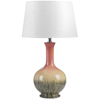 BELIANI Tischlampe aus Keramik mehrfarbig Leinen Lackiert Nachttischlampe Schreibtischleuchte Modernes Design