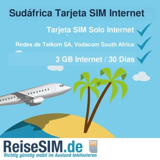 ReiseSIM Südafrika Internet SIM-Karte oder eSIM, 3-20 GB Datenvolumen, 30 Tage Laufzeit im Netz von Telkom SA und Vodacom South Africa (3 GB / 30 Tage, SIM-Karte)