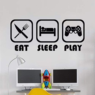 Eat Sleep Play Kinderzimmer Wandaufkleber Mural Vinyl Decal Kindergarten Kinder Gamer Kunst Teenager Video Spiel Wandbild