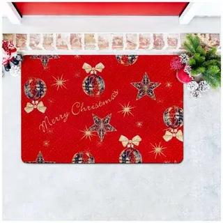 ANRO Merry Christmas Fußmatte Rot 60 x 90 cm Türmatte Weihnachten