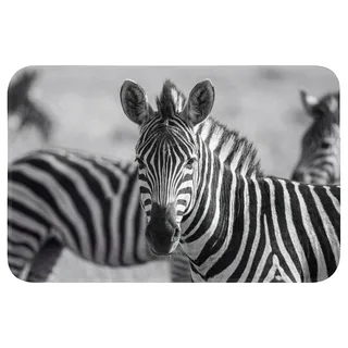 OnlyWow Badematte Zebras - Schwarz - Weiß, Höhe 10 mm, Polyester, Rechteckig, Badezimmerteppich, Badteppich, Rutschfest, Badvorleger, Waschbar schwarz Rechteckig | 60 cm x 40 cm x 10 mm