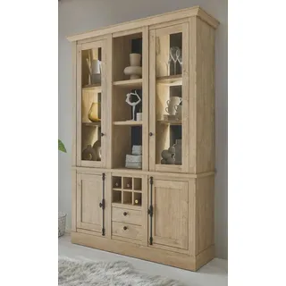 Furn.Design Buffet Dorset (Buffetschrank in Eiche Gold Landhaus, 147 x 214 cm) mit Drehriegeln und Soft-Close-Funktion beige