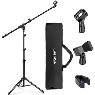 Cahaya 2 in 1 Dual-Use Mikrofonständer Boden Mikrofonstativ mit Galgen, mit Tragbare Tasche und Zwei Mikrofonclips, Geeignet für Bühnentreffen, Live-Sprache usw CY0239, Medium