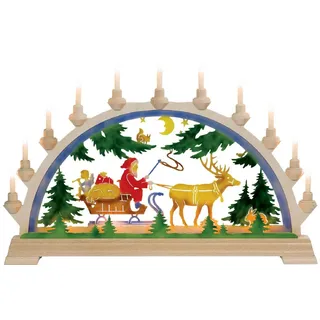 Kunstgewebe Taulin Schwibbogen Taulin Lichterbogen Nikolaus - mit Vorbel., Handarbeit aus dem Erzgebirge bunt