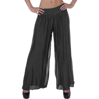 Caspar KHS010 Damen Elegante Lange Marlene Hose Hosenrock mit Seidenanteil und hohem Stretch Bund, Farbe:dunkelgrau, Größe:S-M - S-M