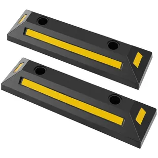 Costway Radstopper Parkbegrenzung Gummi 2er Set Gelb/Schwarz