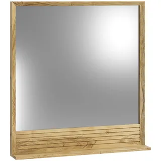 Livetastic Badezimmerspiegel, Natur, Glas, Holz, Akazie, massiv, furniert,massiv, Holz, 8x85x12 cm, Ablage, Badezimmer, Badezimmerspiegel, Beleuchtete Spiegel