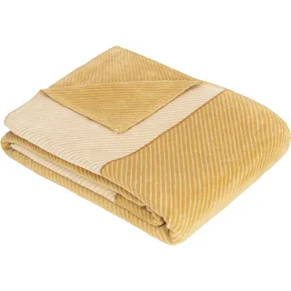 Wohndecke IBENA "Jacquard Decke Austin" Wohndecken Gr. B/L: 150 cm x 200 cm, gelb (senf) Decken 150 x 200 cm (Breite Länge), einfarbig, Kuscheldecke