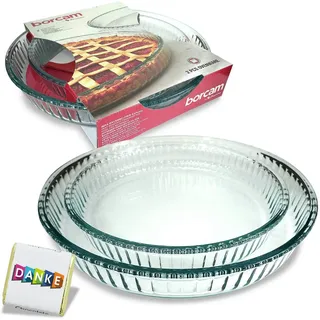 Pasabahce Borcam Auflaufform Glas Backform Auflauf 2 TLG Runde