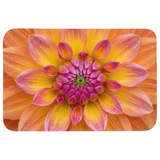 OnlyWow Badematte Dahlie - Blume - Orange, Höhe 10 mm, Polyester, Rechteckig, Badezimmerteppich, Badteppich, Rutschfest, Badvorleger, Waschbar Rechteckig | 90 cm x 60 cm x 10 mm