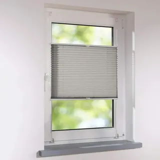 Plissee Klemmfix Breite 70 x 140 cm Höhe verspannt - Farbe grau - Standardplissee Rollo Jalousie Raffrollo Faltrollo Faltstore Fertigplissee ohne Bohren für Fenster und Türen