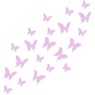 Wandkings Schmetterlinge im 3D-Style in FLIEDER, 12 Stück, Wanddekoration mit Klebepunkten zur Fixierung