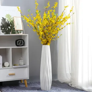 Weiße Keramik-Bodenvase, 45 cm hoch, Moderne große Blumenvasen für Büro, Zuhause, Bauernhaus, Wohnzimmerdekoration, dekoratives Porzellan-Blumenarrangement-Vase