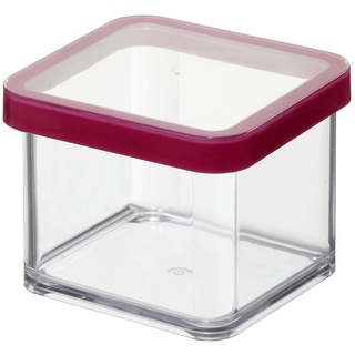 Rotho Loft quadratische Vorratsdose 0.5l mit Deckel und Dichtung, Kunststoff (SAN) BPA-frei, transparent/rot, 0.5l (10.0 x 10.0 x 7.2 cm)