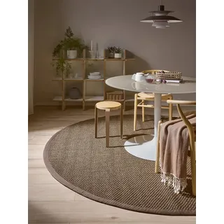 benuta Sisalteppich Greta, rund, Höhe: 5 mm, 100% Sisal Naturfaser, Teppich Wohnzimmer, Esszimmer, Schlafzimmer grau rund | Ø 200 cm x 5 mm