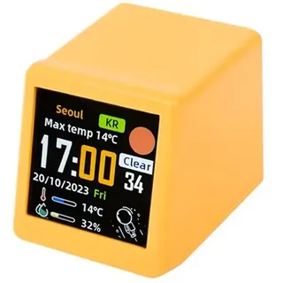 Intelligente Mini Wetterstation Mit Wlan, Digitaler Tischuhr Und Ips Lcd Bildschirm, Ein Praktisches Dekorationsobjekt (gelb)