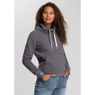 Sweatshirt KANGAROOS Gr. 52/54 (XXL), grau (anthrazit, meliert) Damen Sweatshirts mit hohem Stehkragen