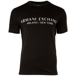 AX ARMANI EXCHANGE Herren T-Shirt - Schriftzug, Rundhals, Cotton Stretch Schwarz M