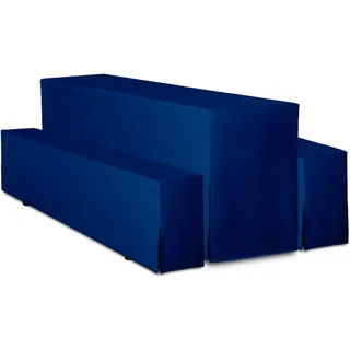 TexDeko Biertischhusse Premium Blau 220 x 70 cm 5er Set