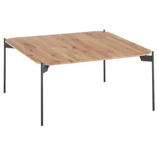 Linea Natura Couchtisch, Natur, Schwarz, Holz, Metall, Eiche, massiv, quadratisch, Rundrohr, 80x38x80 cm, Wohnzimmer, Wohnzimmertische, Couchtische, Metall-Couchtische