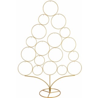 Villa d'Este Home Tivoli Xmas Weihnachtsbaum aus Metall, Höhe 96 cm, 18 Haken, Gold,